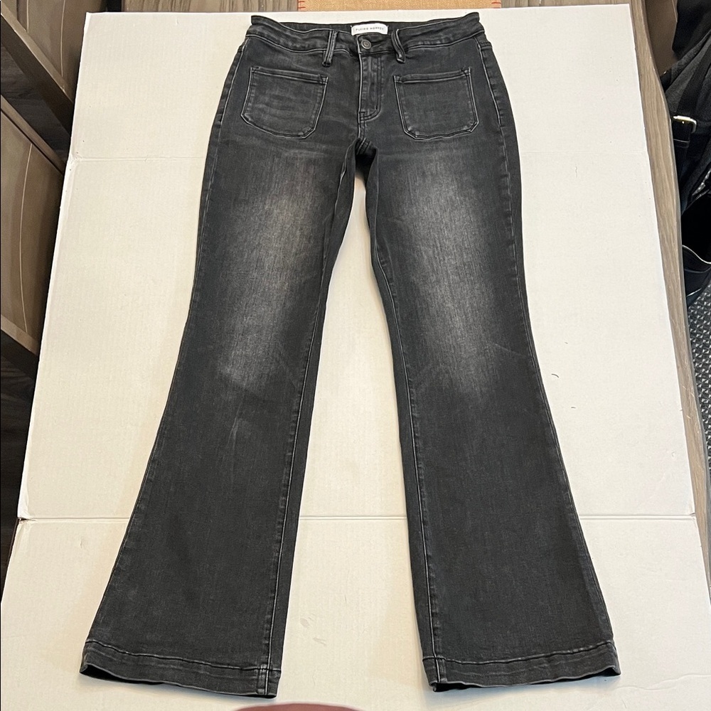 FLYING MONKEY BLACK FLARE HIGH WAISTED STRETCH JEANS SIZE 30 - Picture 2 of 16